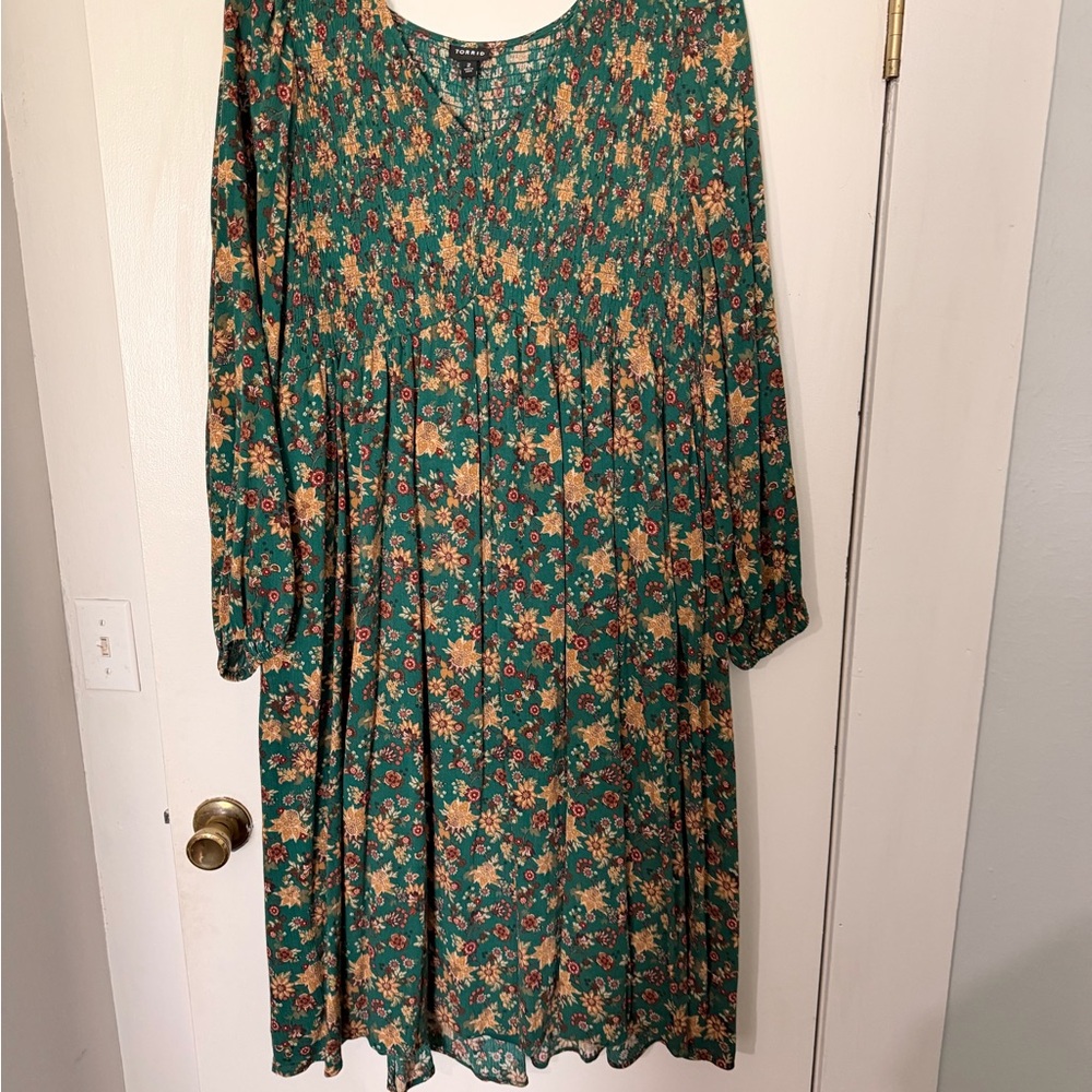 Torrid Green Floral Textured Dress